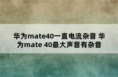 华为mate40一直电流杂音 华为mate 40最大声音有杂音